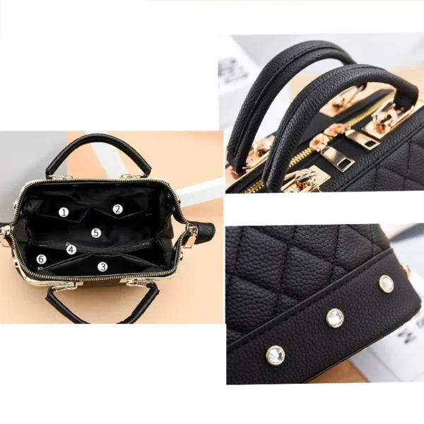 Nouveau sac à bandoulière femme grande capacité sac à main pour femmes sac à bandoulière motif litchi sac seau Portable dames sacs de messager – Image 5