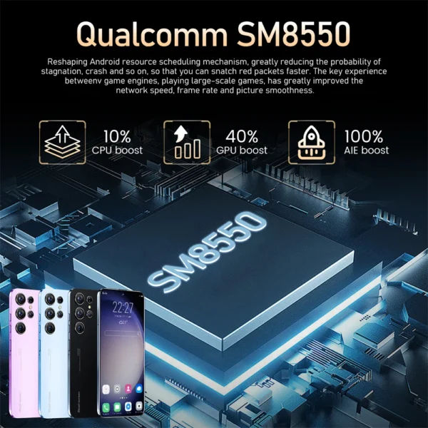 S25 Ultra nouveau smartphone 5G 7.3 pouces haute définition Android 14 Snapdragon 8gen3 10core double SIM téléphone 7800 mAh déverrouillage téléphone – Image 5